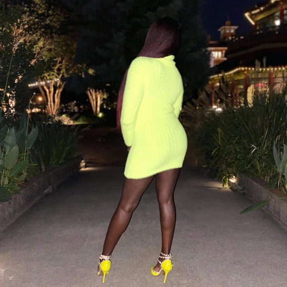 Highlighter yellow/green sweater dress! - Picture 1 of 5